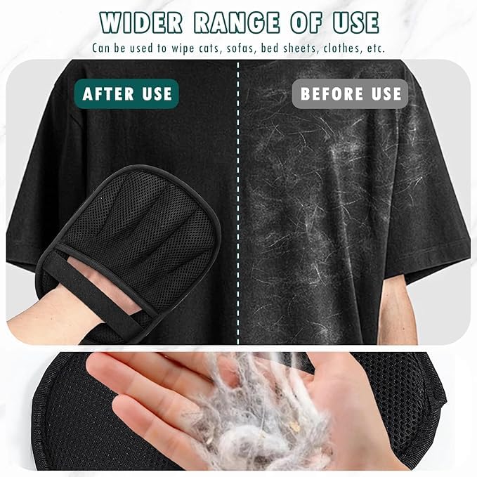 Cxqbsmy Static Remover Pet Grooming Gloves, Gentle Hair Removal Mitt for Dogs Cats Double-Sided Deshedding Brush - Image 3