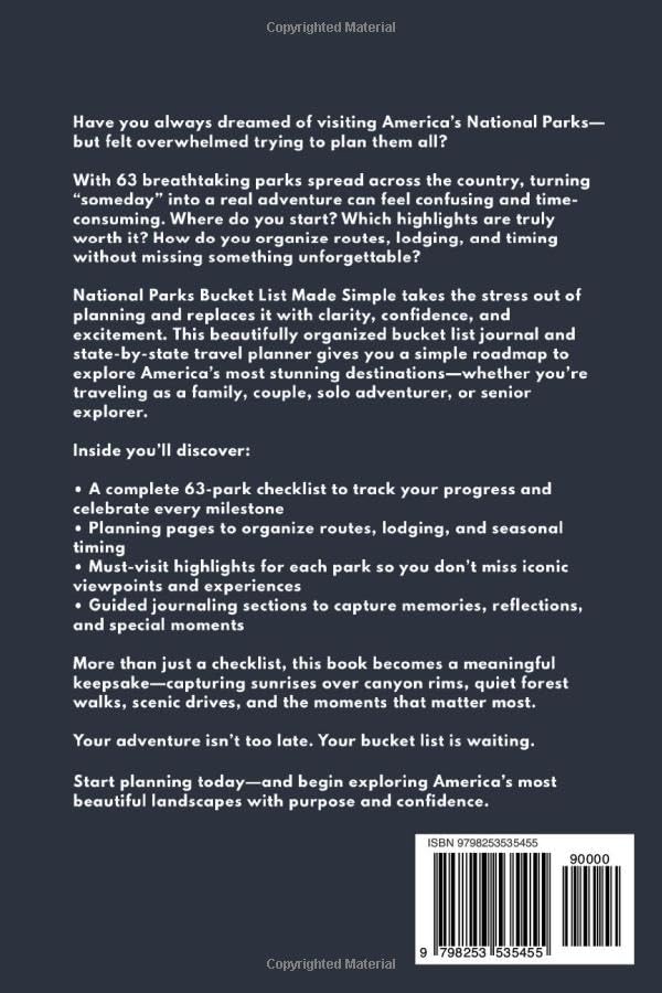 Image of National Parks Bucket List Made Simple: 63 US Sites Travel Planner to Track Your Adventures, Must-Visit Highlights, and Explore America's Most Beautiful Destinations (My Bucket List Series)