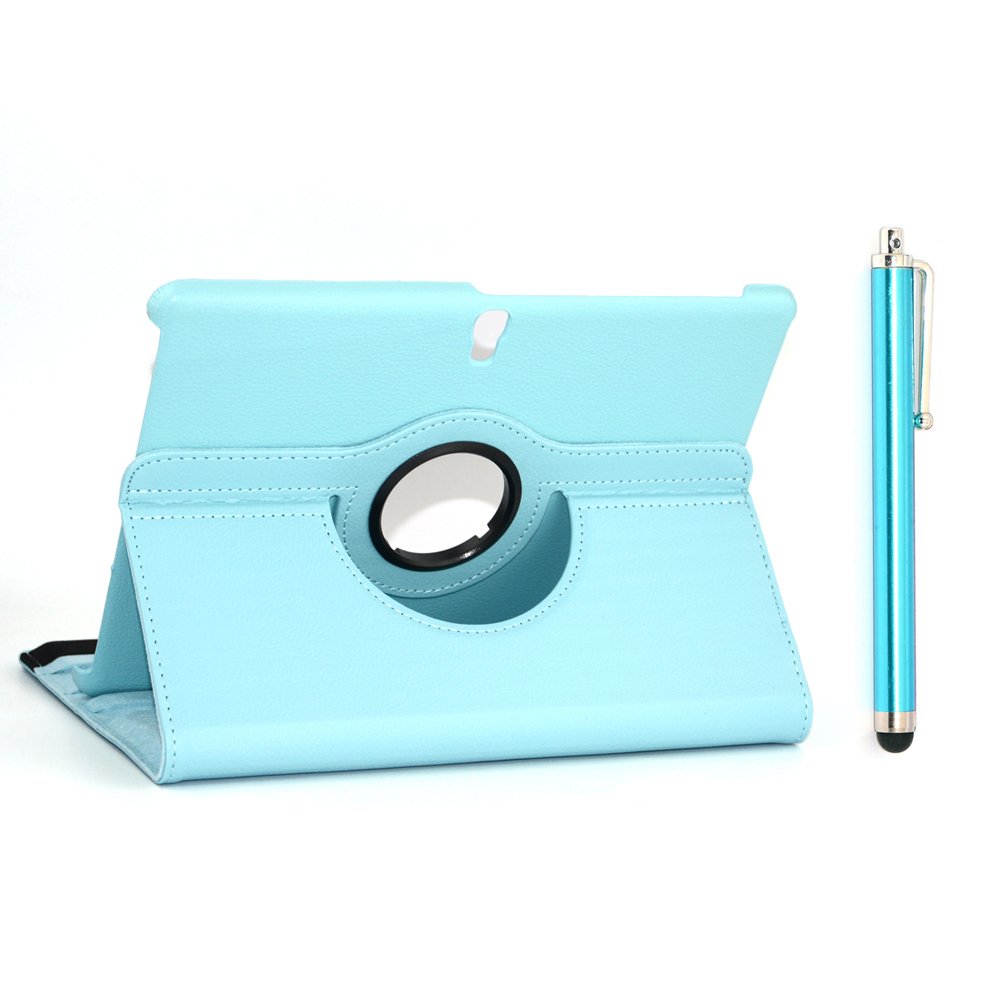 Apexel Lichee Pattern Leather Case with Dual View Multi-Angle Stand and Touch Pen for Samsung Galaxy Tab S 10.5, Blue (T800-1-BLU)