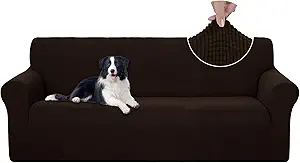 U-NICE HOME Stretch Couch Cover Sofa Cover Washable Sofa Slipcover Furniture Protector for 3 Cushion Couch Sofa Pet Friendly(Sofa, Chocolate)