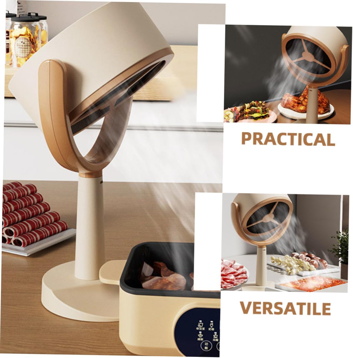 Homoyoyo Portable Range Hood for Cooking Mini Desktop Extractor Fan Strong Suction Household Kitchen Exhaust Hood for BBQ and Hot Pot
