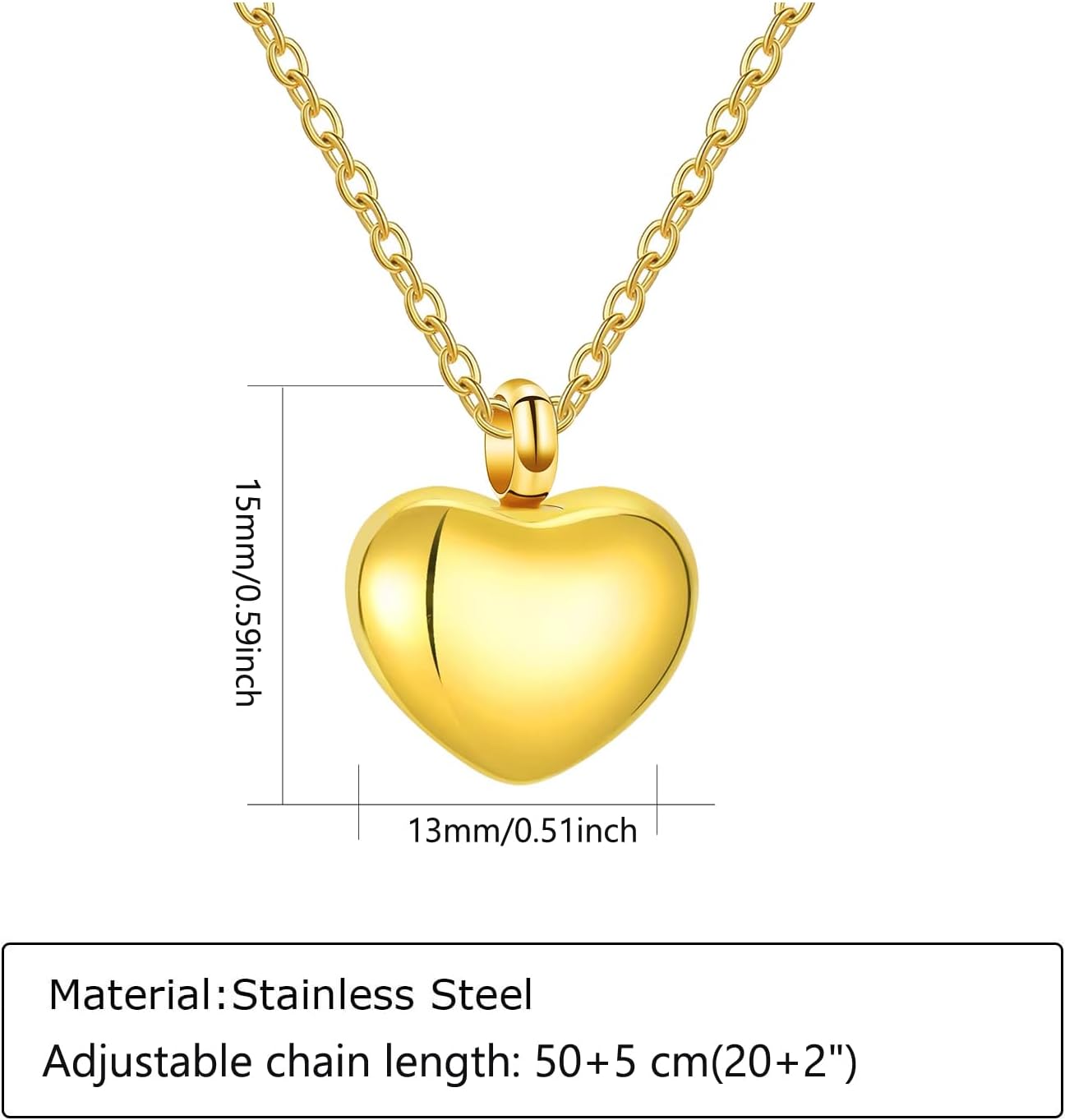 Cremation Jewelry Small Heart Urn Necklaces for Ashes for Women Men Memorial Keepsake Urns Pendant for Human Ashes Necklace - Image 2