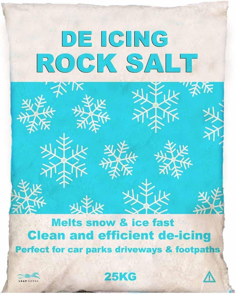 Safe Road Rock Salt for De-Icing roads and paths from snow and ice. Pure clean dry free-flowing salt crystals FULL SIZE 25Kg Bag