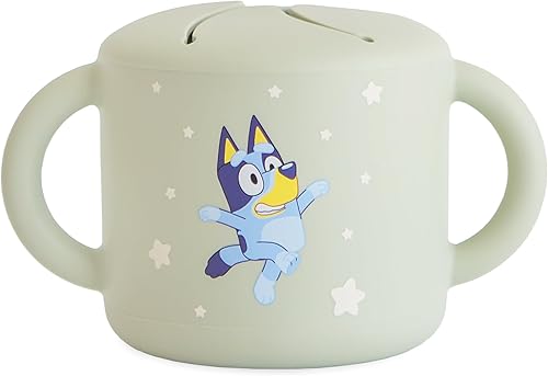 mushie x Taza de silicona Bluey para refrigerios Contenedor de comida a prueba de derrames para niños pequeños y bebés (salvia azul)