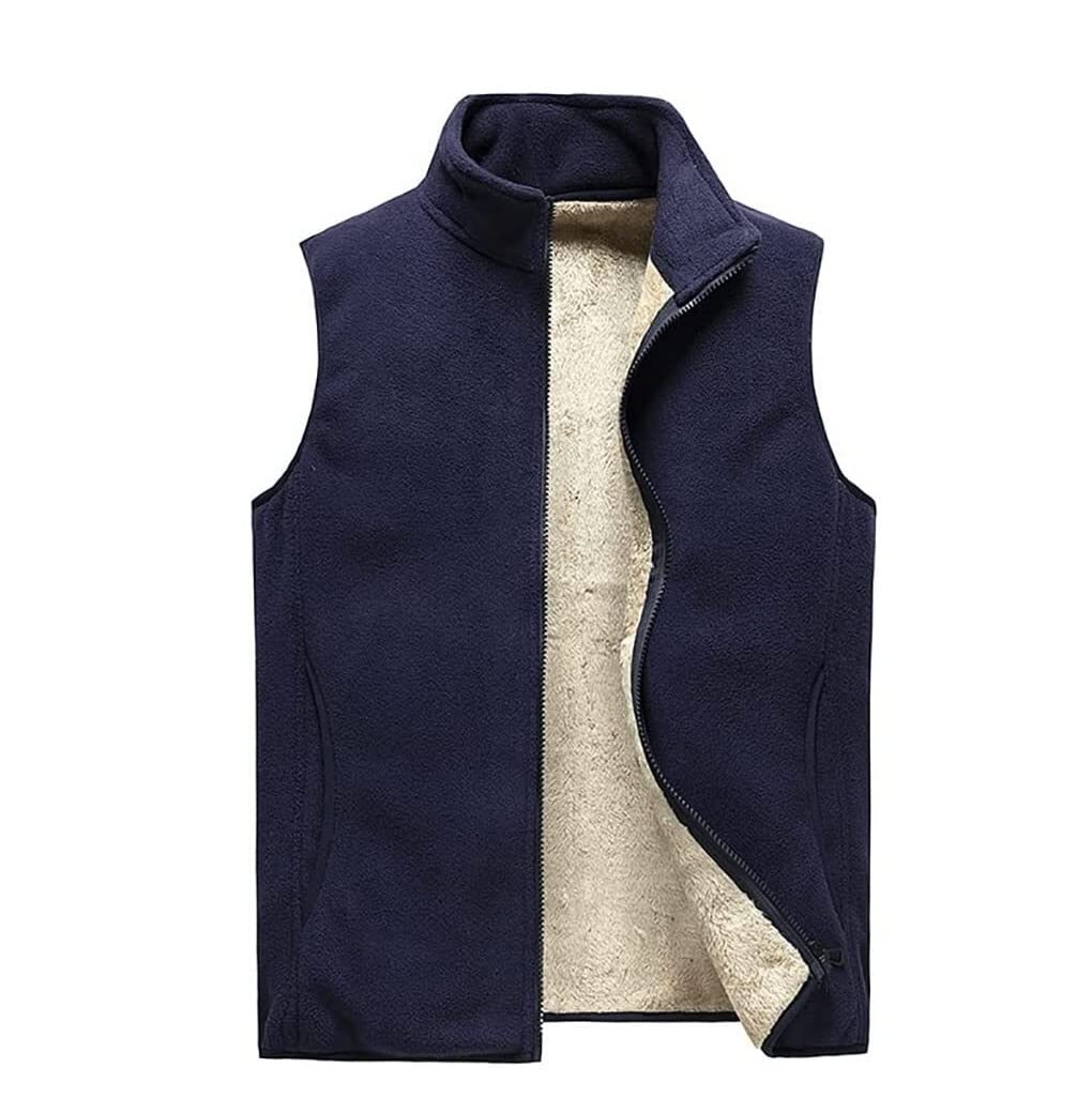 Puffer Vest Down Warmer Gilet Mens Zip Up Fleece Sleeveless Jacket Vest Outerwear Gilet Warm (Blue : Blauw, Size : 6XL)