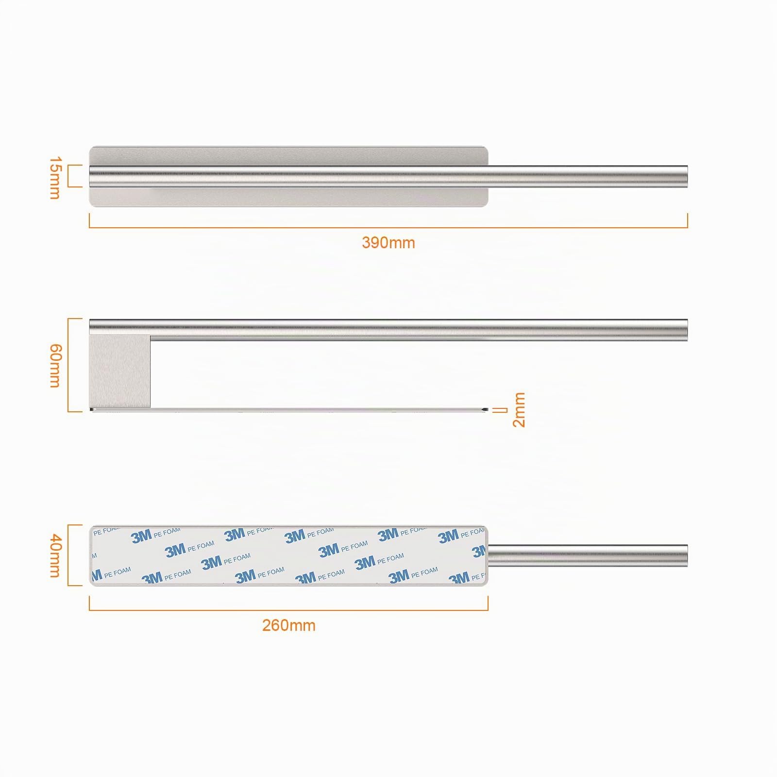 Ibergrif M34453A Portasciugamani Adesivo, 39CMPorta Asciugamani Bagno, Acciaio Inox, Spazzolato