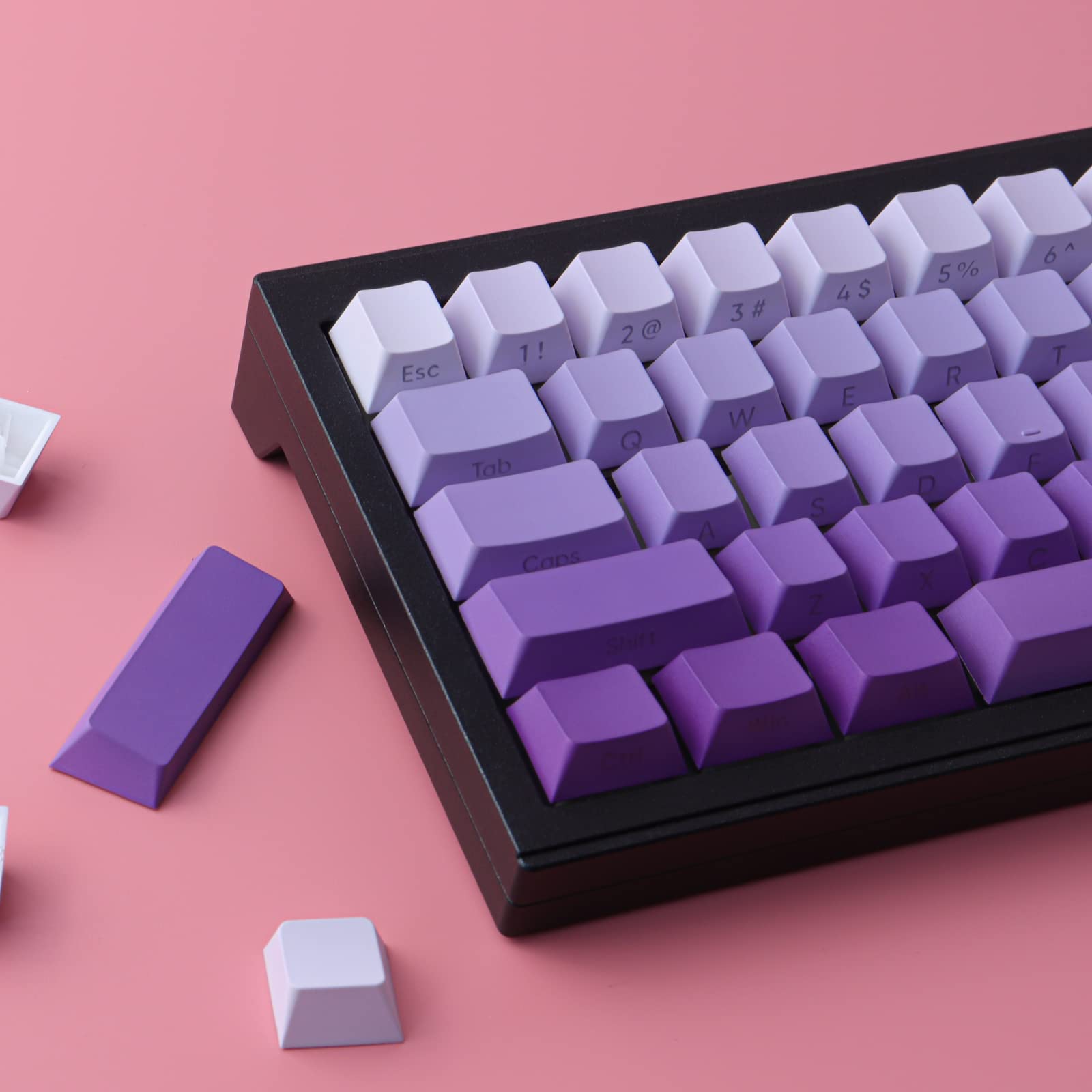Keycaps PBT 135 Keys Transparent Letter Side Engraved Custom Keycaps for ANSI&ISO Layout Gateron Kailh Cherry MX Switches Mechanical Keyboards (Cherry Profile)