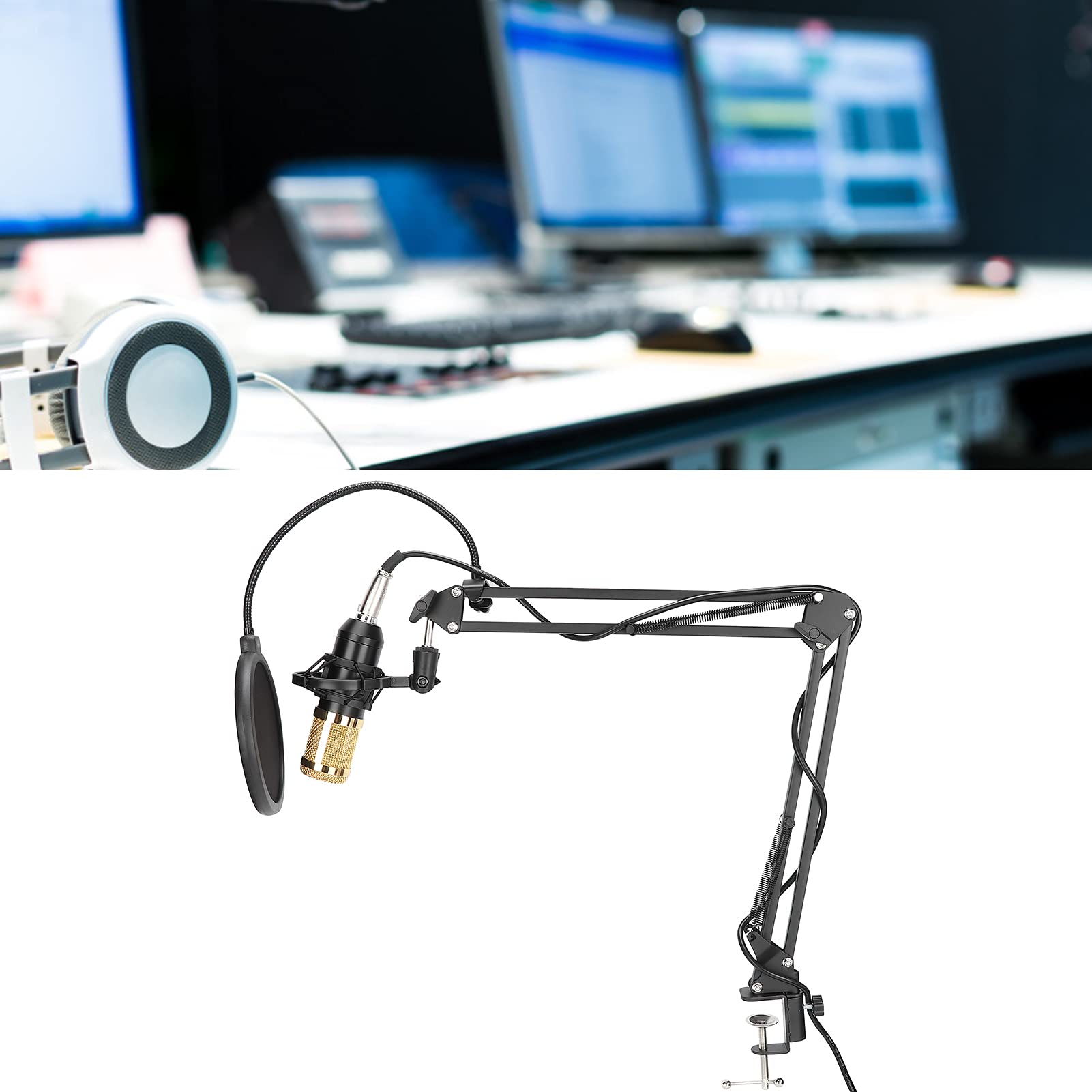 Zestaw Mikrofonu Pojemnościowego Profesjonalny Zestaw do Nagrywania ze stabilną redukcją Szumów do Podcastów na PC i nagrań Studyjnych
