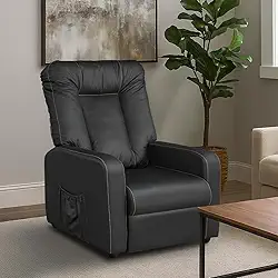 Cadeira Balanço Poltrona Do Papai Reclinavel Top Sofas Preto Corino Liso Amamentação Quarto Descanso Sala