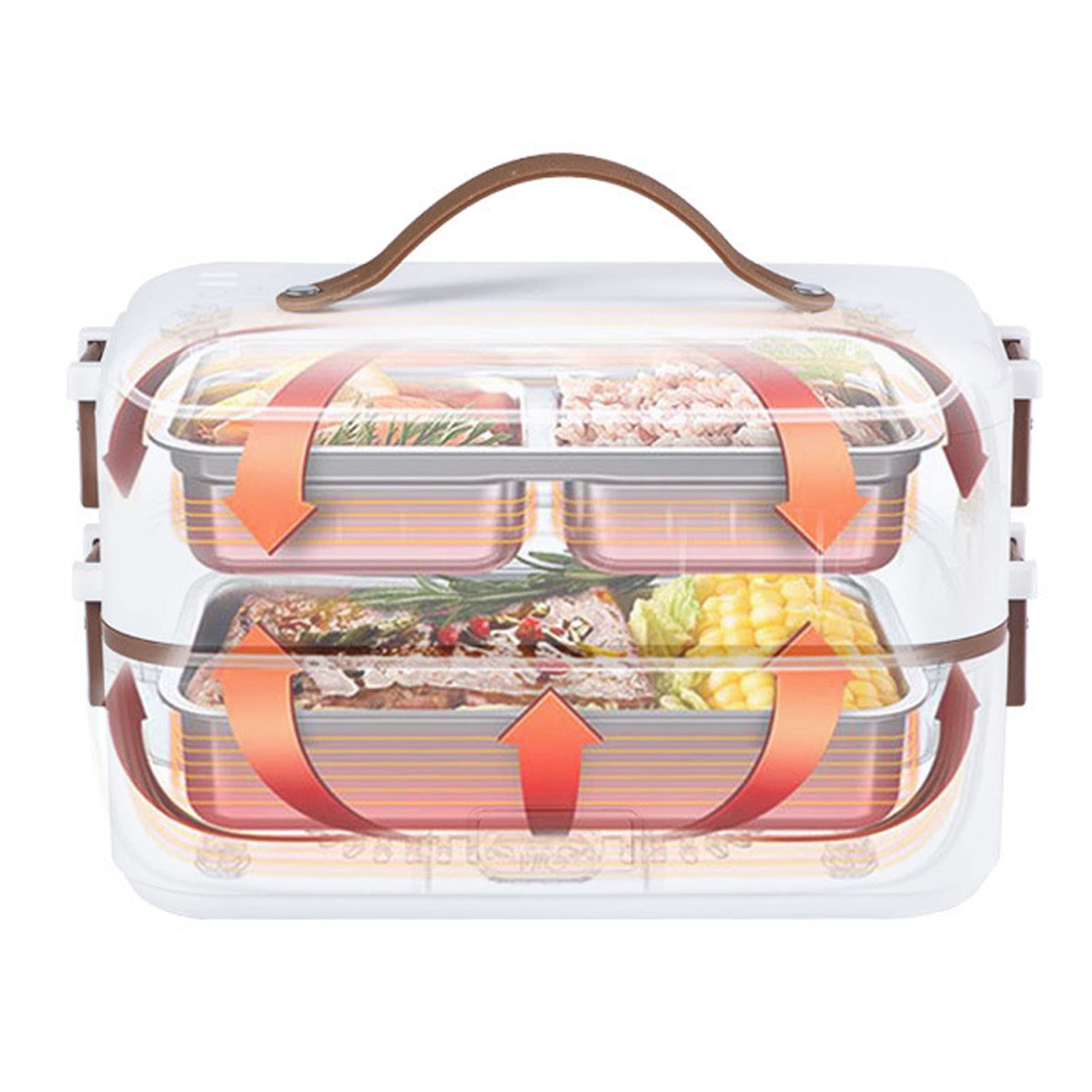 Lunch Box Elettrico, Scaldavivande Portatile per Home Office School, Lunch Box a Vapore a 2 Strati 20 Minuti Riscaldamento Rapido con Contenitore Rimovibile in Acciaio Inossidabile,(0,8 l/220 V)