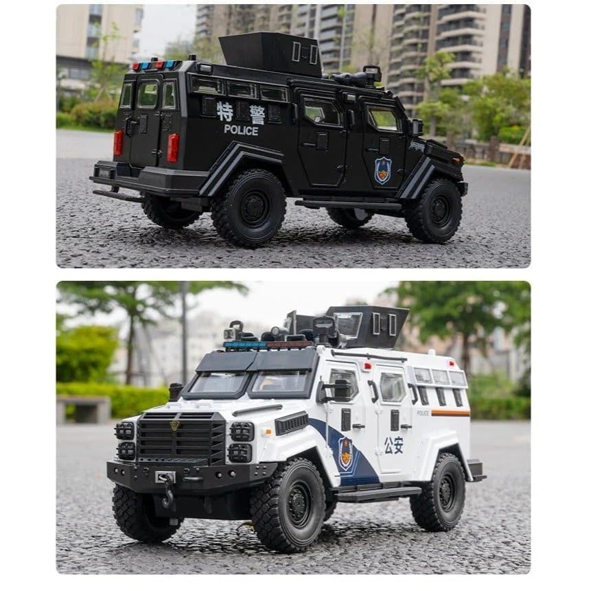 Image of WORSHIPER 1:24 Scale Ford F550 Modified Police Exclusive Alloy Metal Pull Back DieCast Car Model with Sound & Light Mini Auto Toy for Kids Metal Model Toy Car