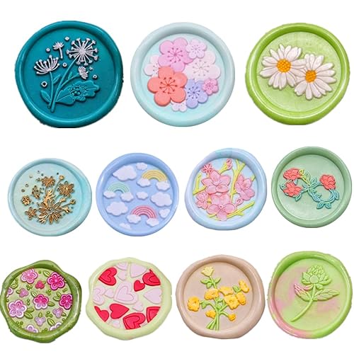 Miniatura 4 de ONWINPOR Sello de cera de flores, cabeza de sello de cera de hojas de plantas, cabeza de sello botánico, cabeza de sello botánico, sin mango, gran