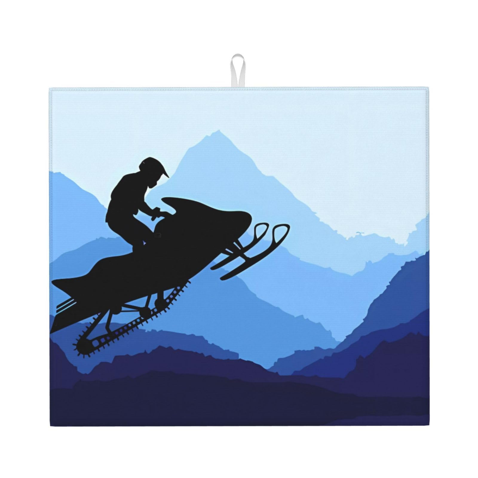 HJFCZH Snowmobile Prints Kitchen Drying Mat – Absorbent Microfiber Throw for Dishes, Non-Slip Counter Cover, Quick-Drying Layer with Fade-Resistant Print