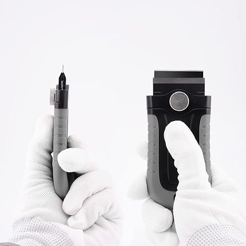 Miniatura 8 de Gomake Rascador de hoja de afeitar con tapa de seguridad, raspador de placa de cocina de vidrio con 10 cuchillas de acero al carbono negro para