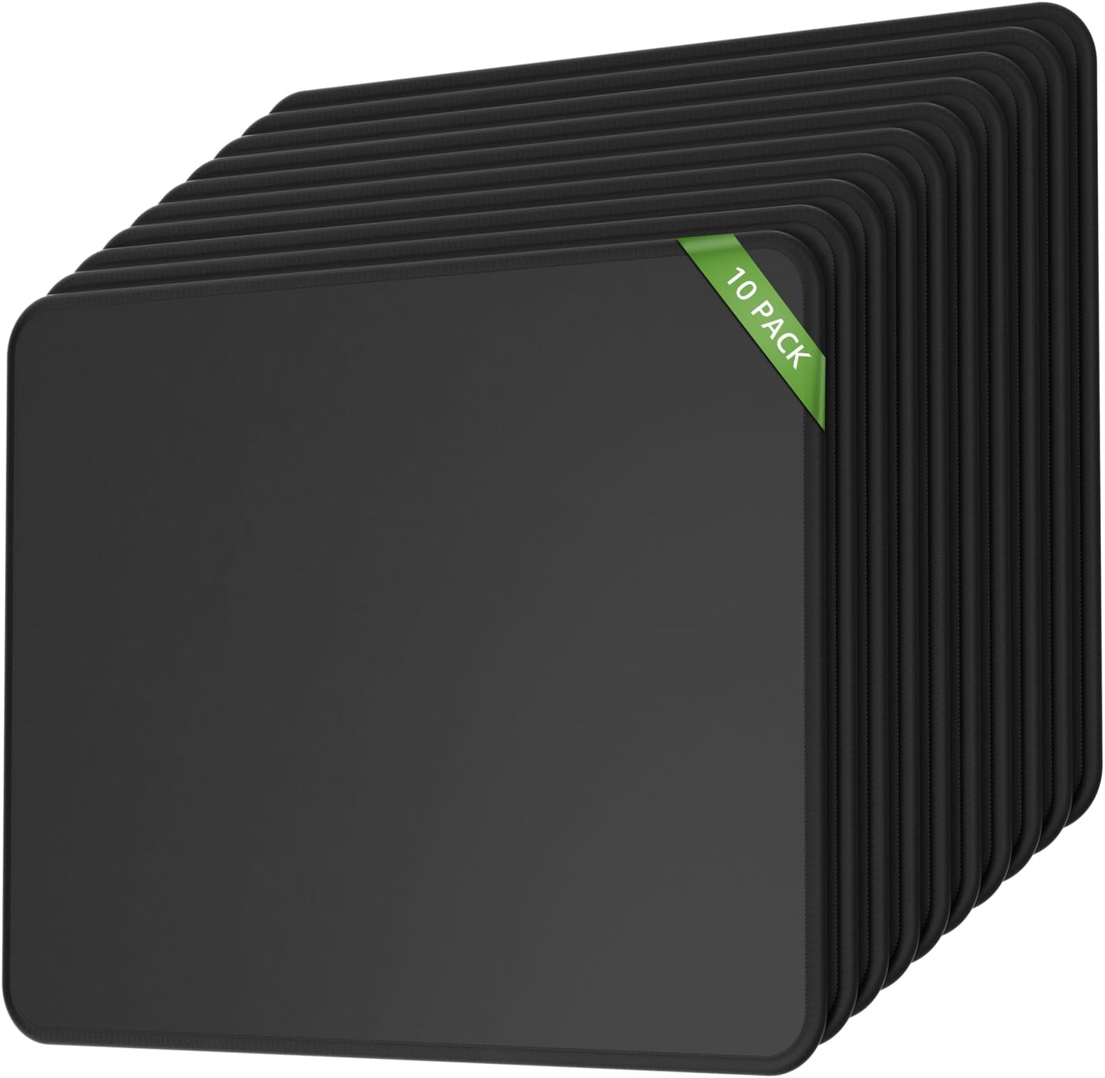 KTRIO 10 Pcs Mouse Pad, [30% Larger] Computer Mouse Pads with Stitched Edges, Black Mousepads Bulk with Non-Slip Rubber Base, Mouse Pad for Computers, Gaming & Home, 11 x 8.5inches, 3 mm Thickness