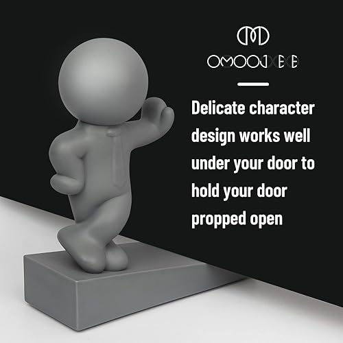 Vista 6 de Tope decorativo para puerta, paquete de 2, eficaz para mantener tu puerta abierta, bonita cuña de puerta para el hogar y la oficina, gris (patentado)