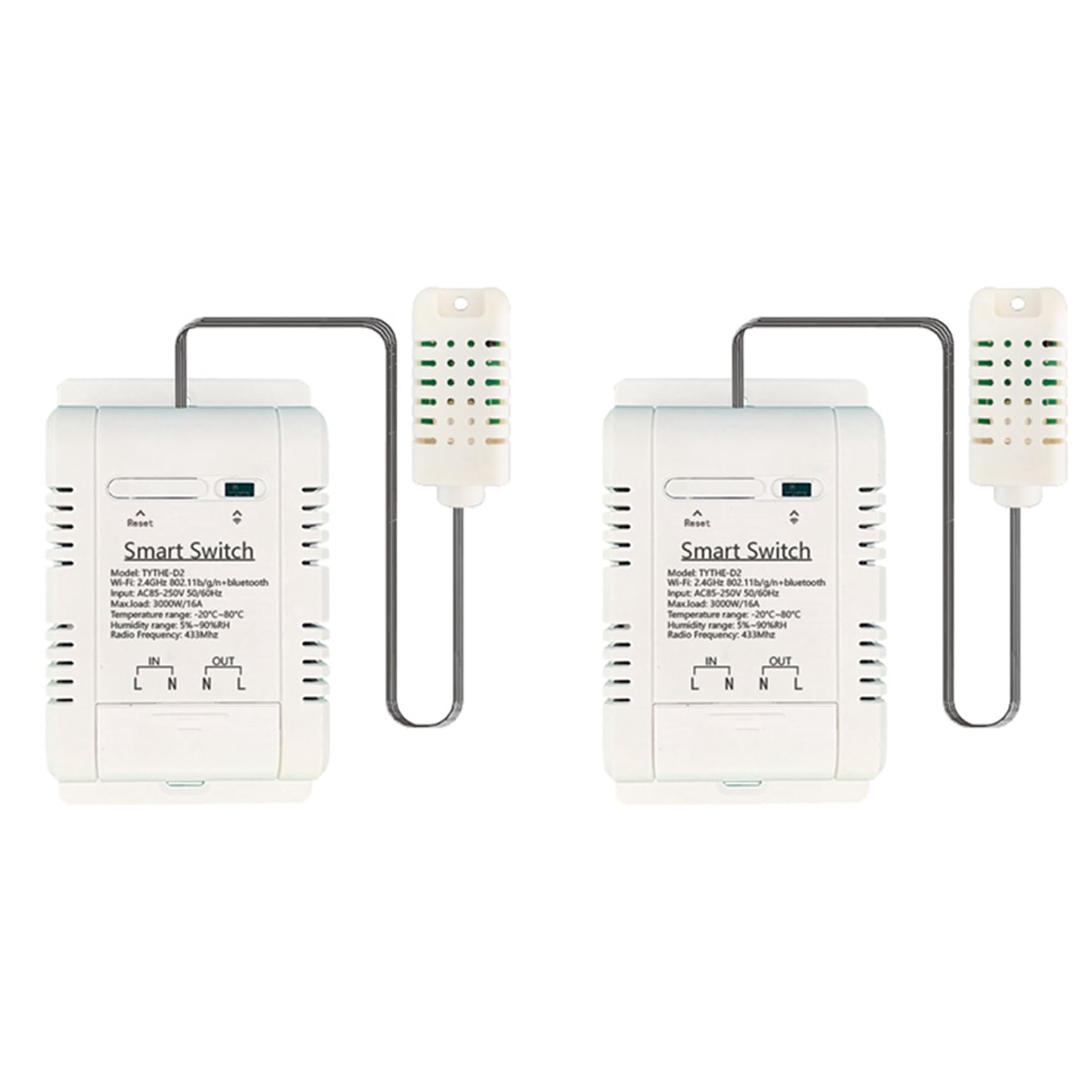 Jnchdghwa 2X WiFi TH-16 Switch Tuya Wireless Control with Power Consumption Monitoring Temperature and Humidity Thermostat