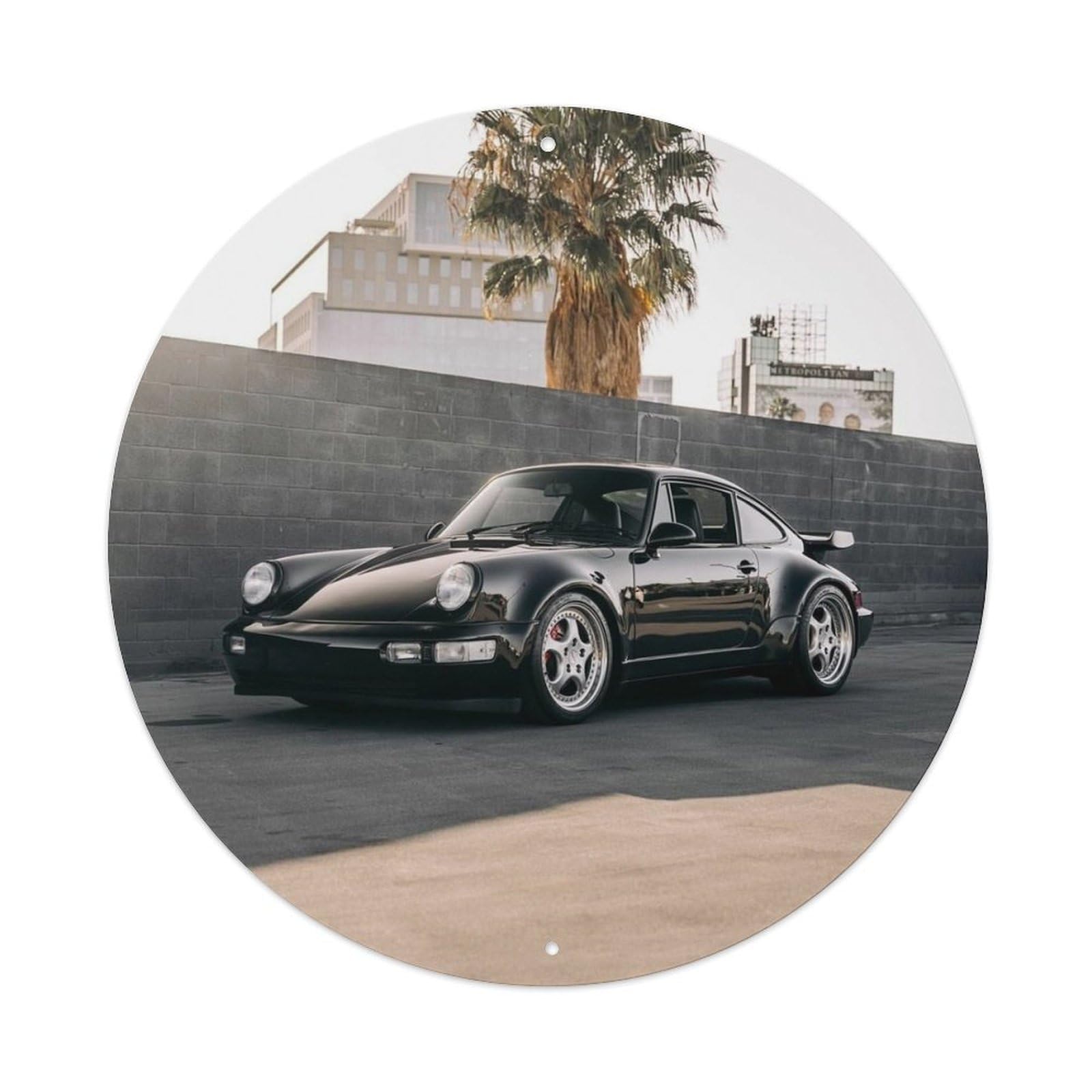 Supercar German 911 964 Turbo Motorsport Racing Performance Metal Tin Sign Plaque Wall Decor for Cafe, Man Cave, Club Bar, Office, Home Garden Round Metal Poster 8x8Inch