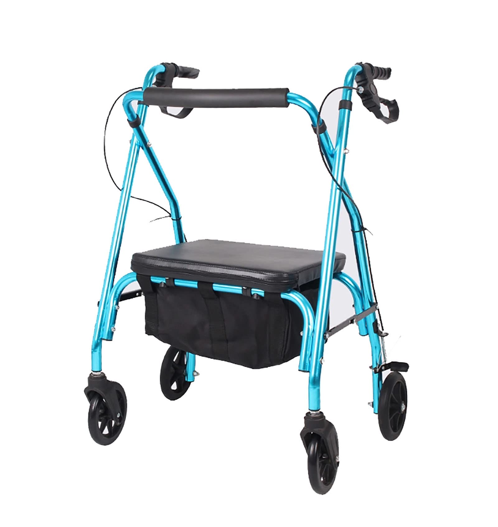 Chodzik, rolki 4 koła z siedziskiem i koszem Medyczny aluminiowy rolator Składane i zdejmowane oparcie Wyściełane siedzisko Rolling Walker dla seniorów na zewnątrz (Size : A)