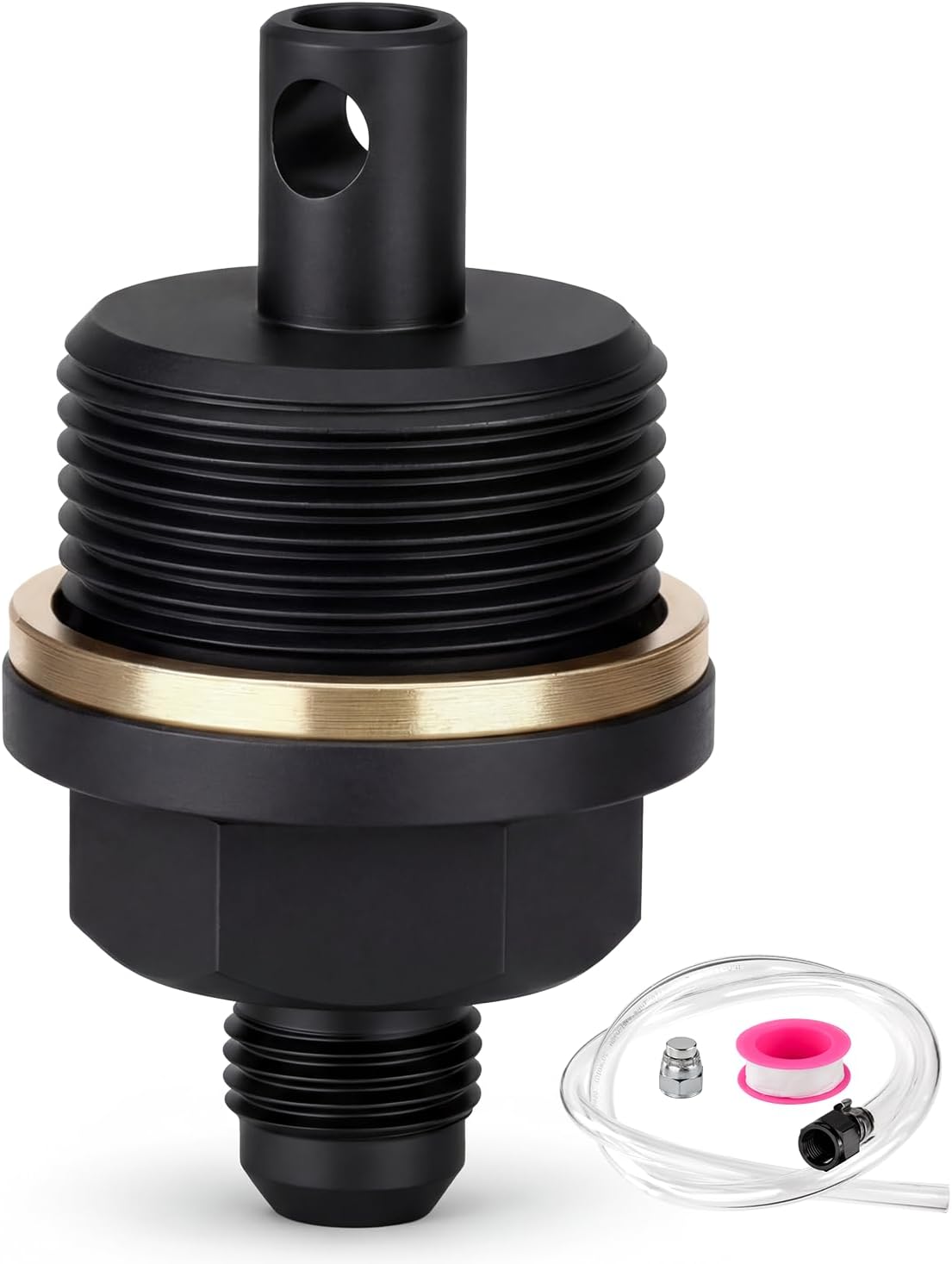 6492-10 Oil Priming Adapter Kit Compatible with Detroit Diesel DD13 and DD15 Engines, M33×2.0 Thread, 27mm Hex, Includes Silver Metal Dust Cover, Transparent Conduit & Sealing Tape
