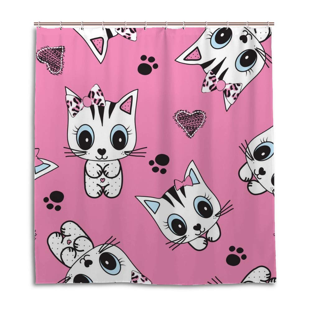 Rideau de douche chat en tissu imperméable pour salle de bain