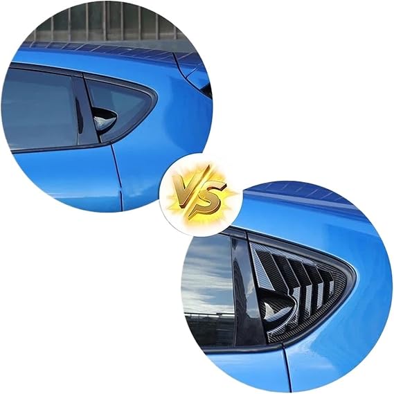 Compatible for Seat Leon MK2 1P1 2008-2012 Window Triangle Trim Accessories(Carbon fiber look) 2PCS ABS Glossy Black Rear Side Window Louver Shutter Cover (Style 1)