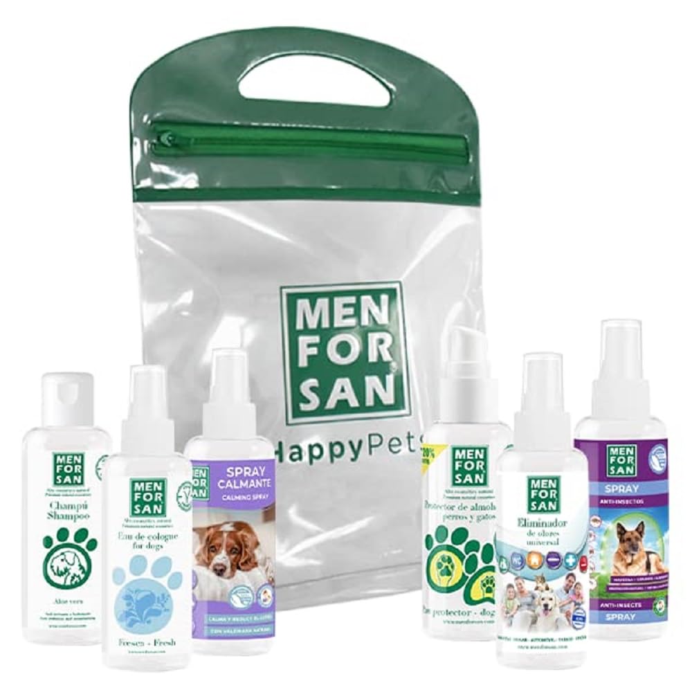 MENFORSAN Pack de Viaje con Productos de higiene para Perros, el Pack Incluye 6 Productos de 60ml, Blanco (54101MFP032252)