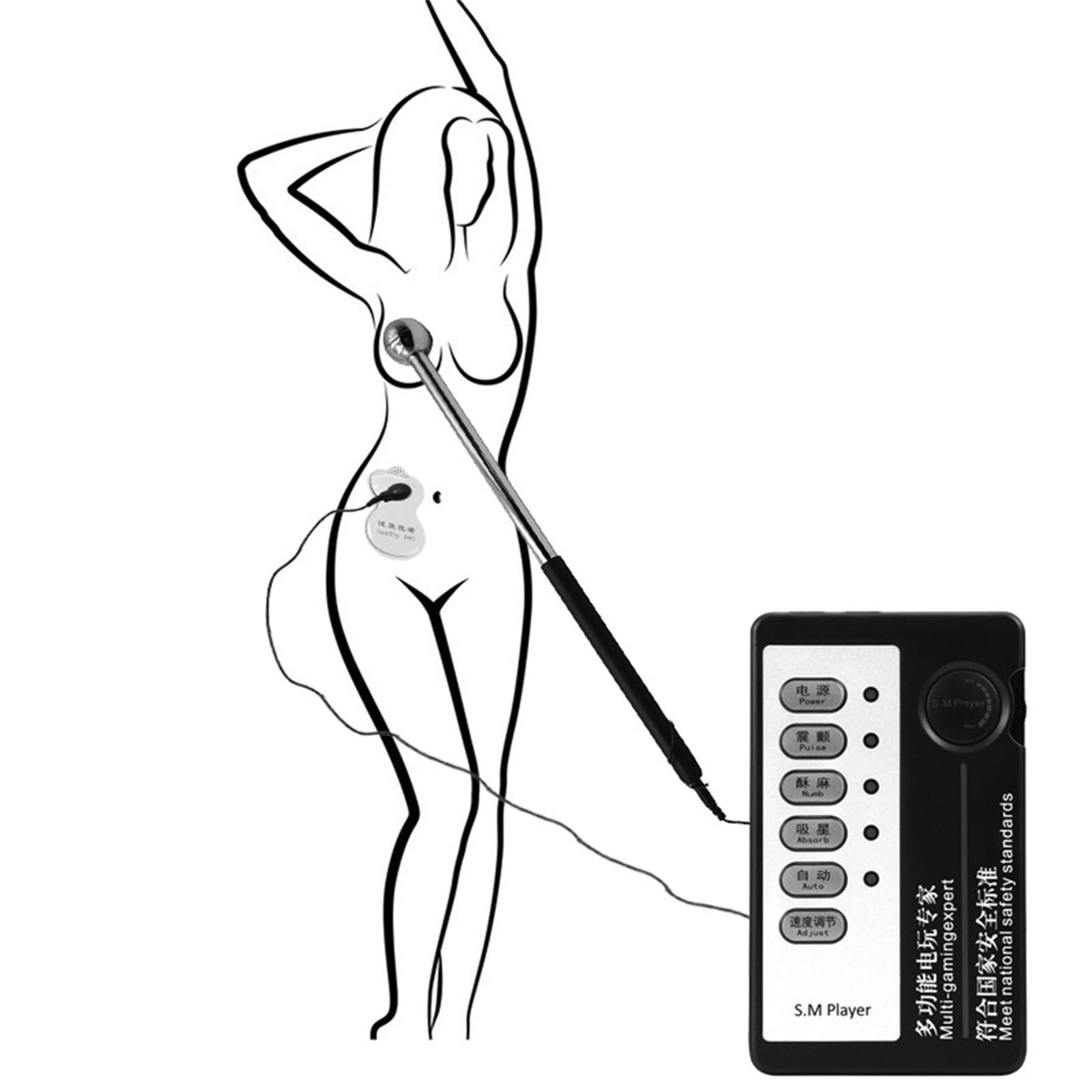 Juego de Varillas de Masaje por Impulso de Descarga eléctrica, clítoris, Labios, pezón, Pecho, Punto G, pene, escroto, estimulación, Dispositivo Actual SM, clítoris, Juguete Sexual for Mujeres