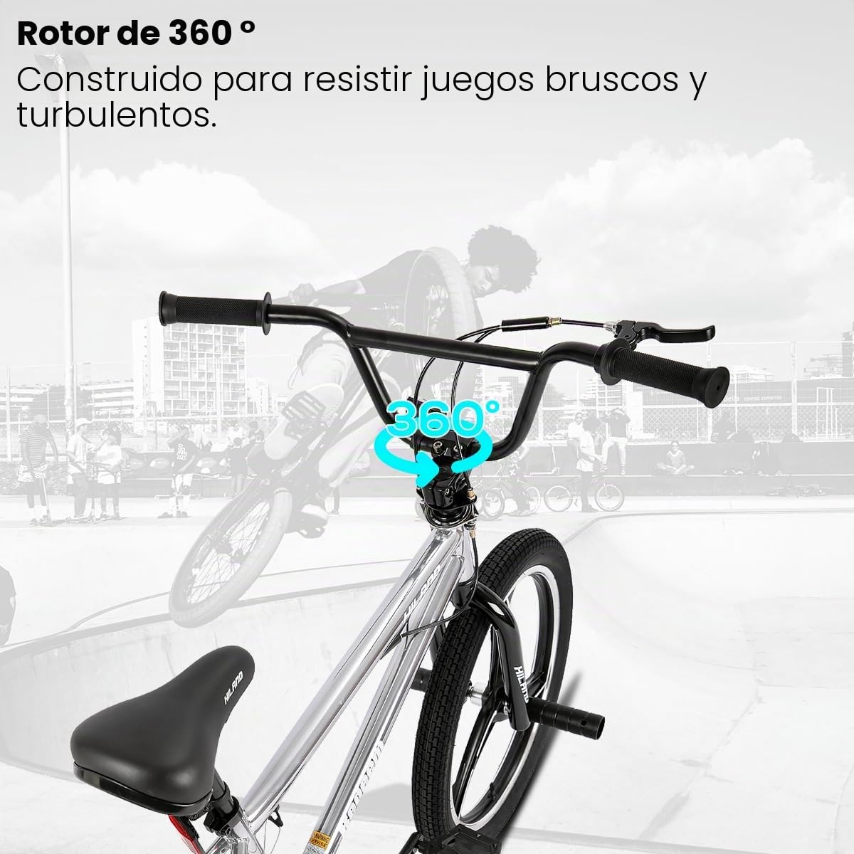 HILAND Bicicleta BMX Infantil de 20 Pulgadas, 3/5 radios,con Giro de 360 ​​Grados y 4 pegs，para niños y niñas a Partir de 7 años,para Principiantes y avanzados - Colorido/Plateado/Rojo/Azul