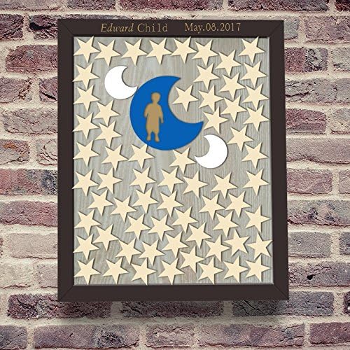 Vintage Baby Shower Guest Book Alternative Little Boy Silhouette Moon Wooden Box for sizing Guest Photo Frame Baby Shower Gifts