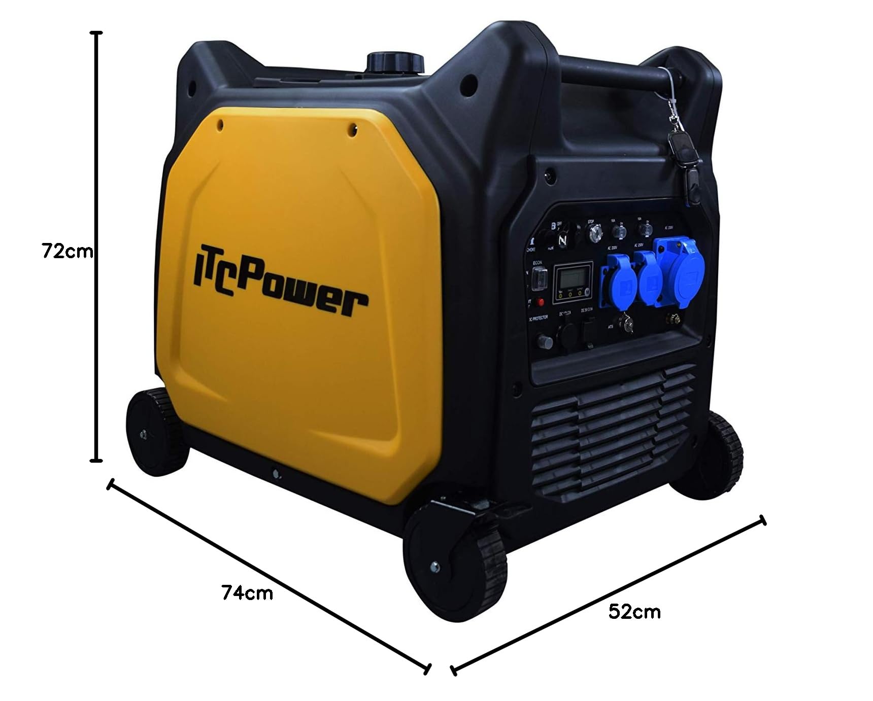ITCPower Generador Inverter Gasolina 6500W Silencioso Profesional 230V - Generador Eléctrico con Arranque Eléctrico Compatible ATS para Emergencias - Generador Potente Seguro Electrónica