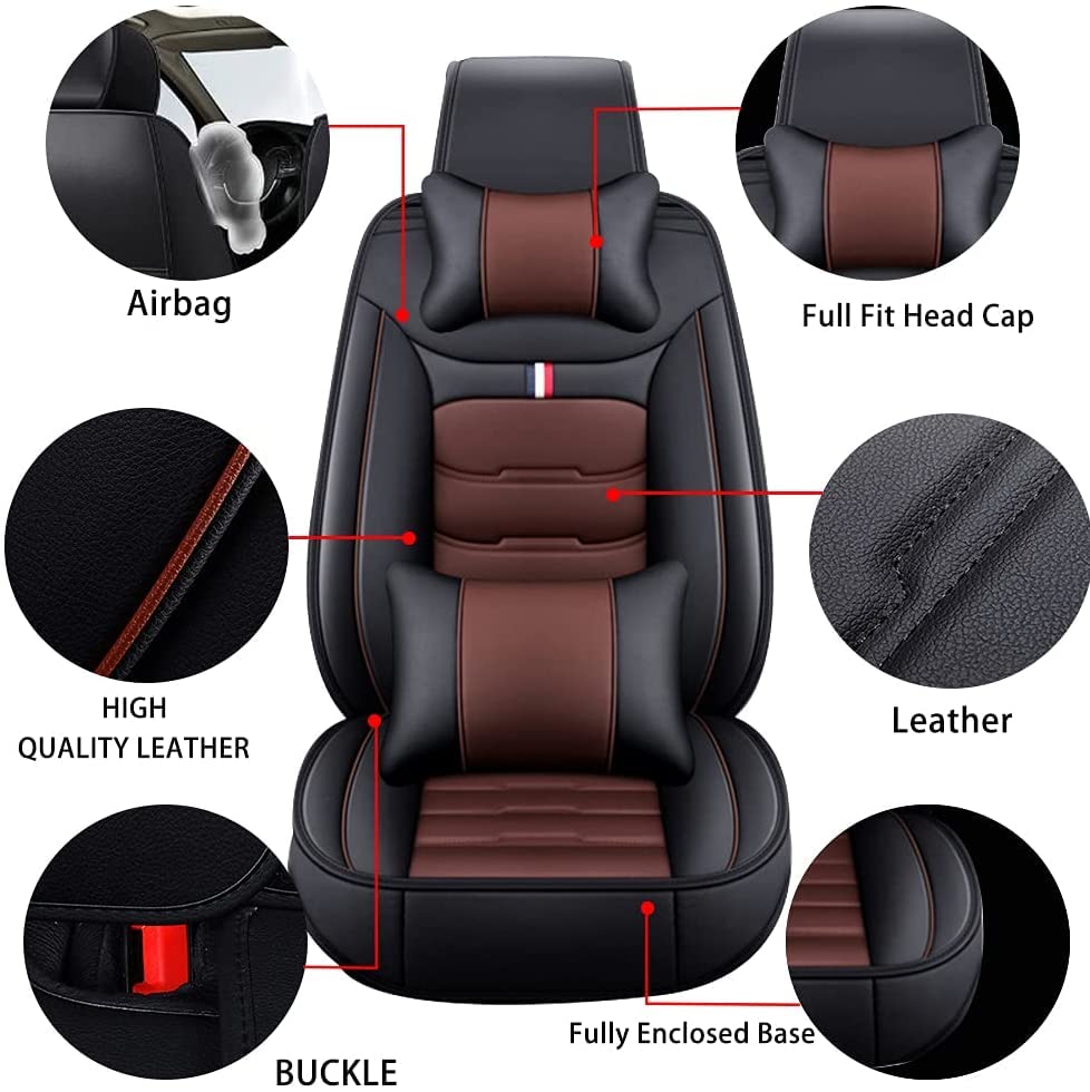 Autostoelhoezen voor Audi A5 2007 2008 2009 2010 2011 2012-2025, 5-zits Lederen Stoelhoes Volledige Set, Voor Achter Stoelbeschermers Waterdicht Comfortabel Ademend,A Black