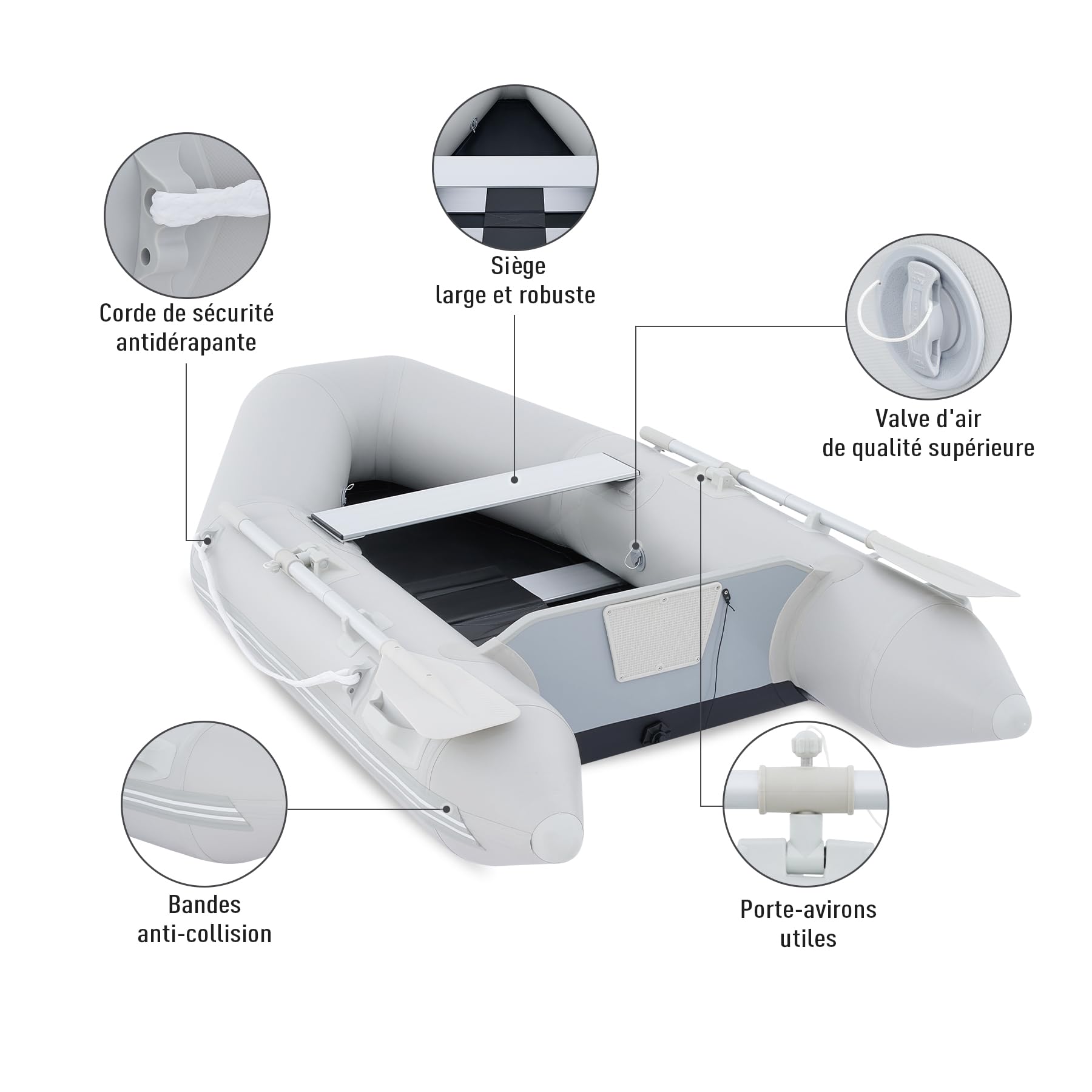 CO-Z Bateau Gonflable pour Adultes Radeau Portable 2/4 Personnes 300kg/450kg Flotteur PVC pour Bateau Pêche Chasse ou Jeu sur Lacs Rivières et Rapides d'eau Vive