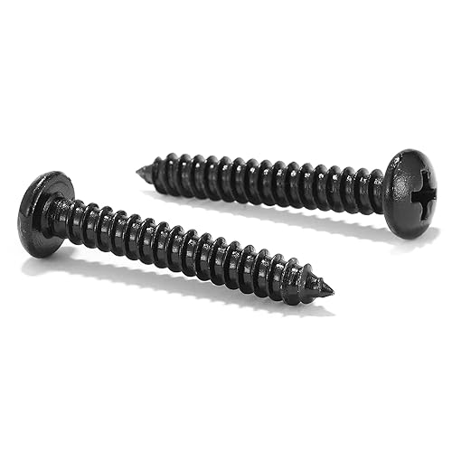 Tornillo de madera #7 x 1-14 pulgadas, 100 piezas 18-8 (304) de acero inoxidable, cabeza de cacerola rápida autorroscantes, óxido negro por SG TZH