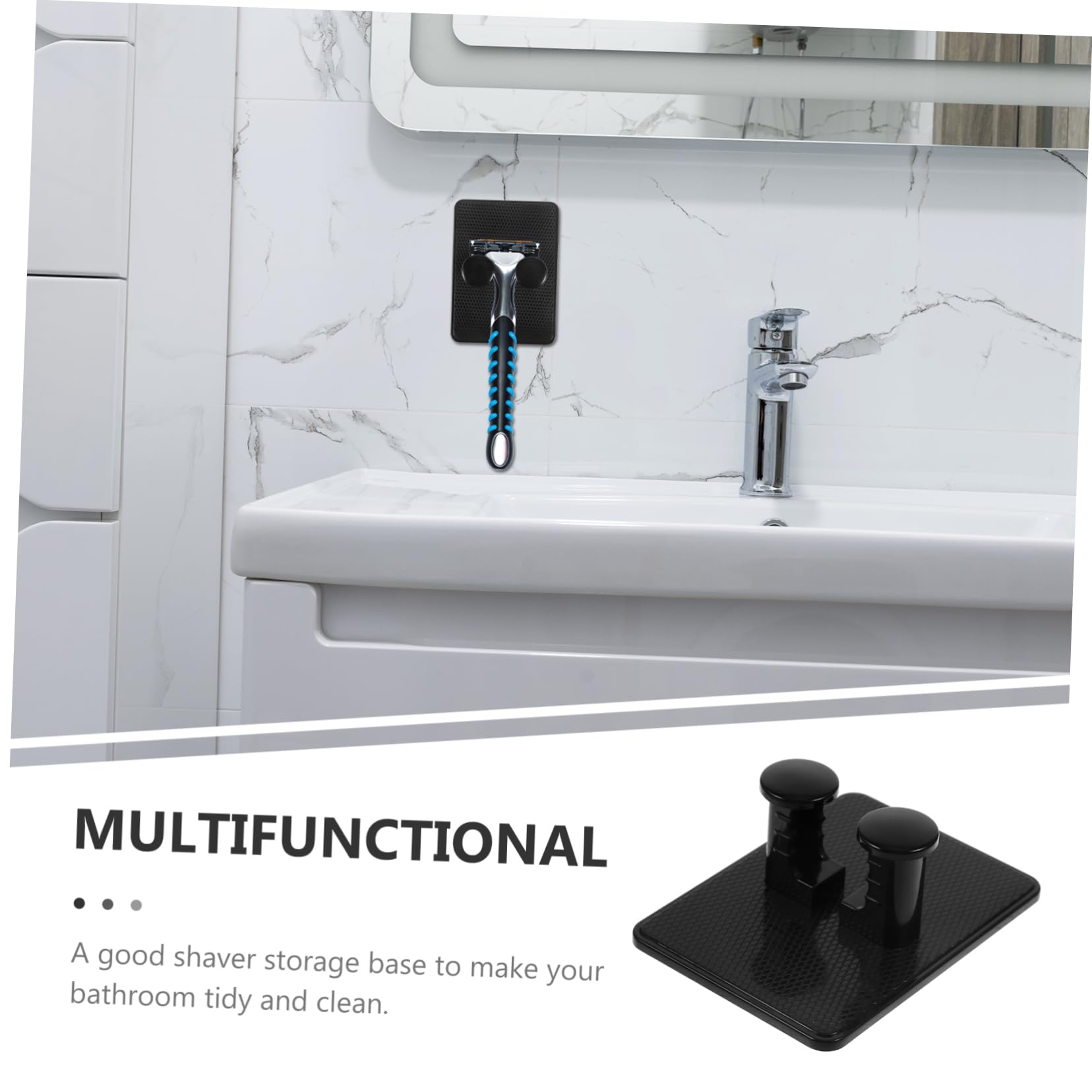 MUSISALY Razor Stand Wall Mounted Razor Holder Safety Razor Rack Electric Razor Storage Brush Holder Black