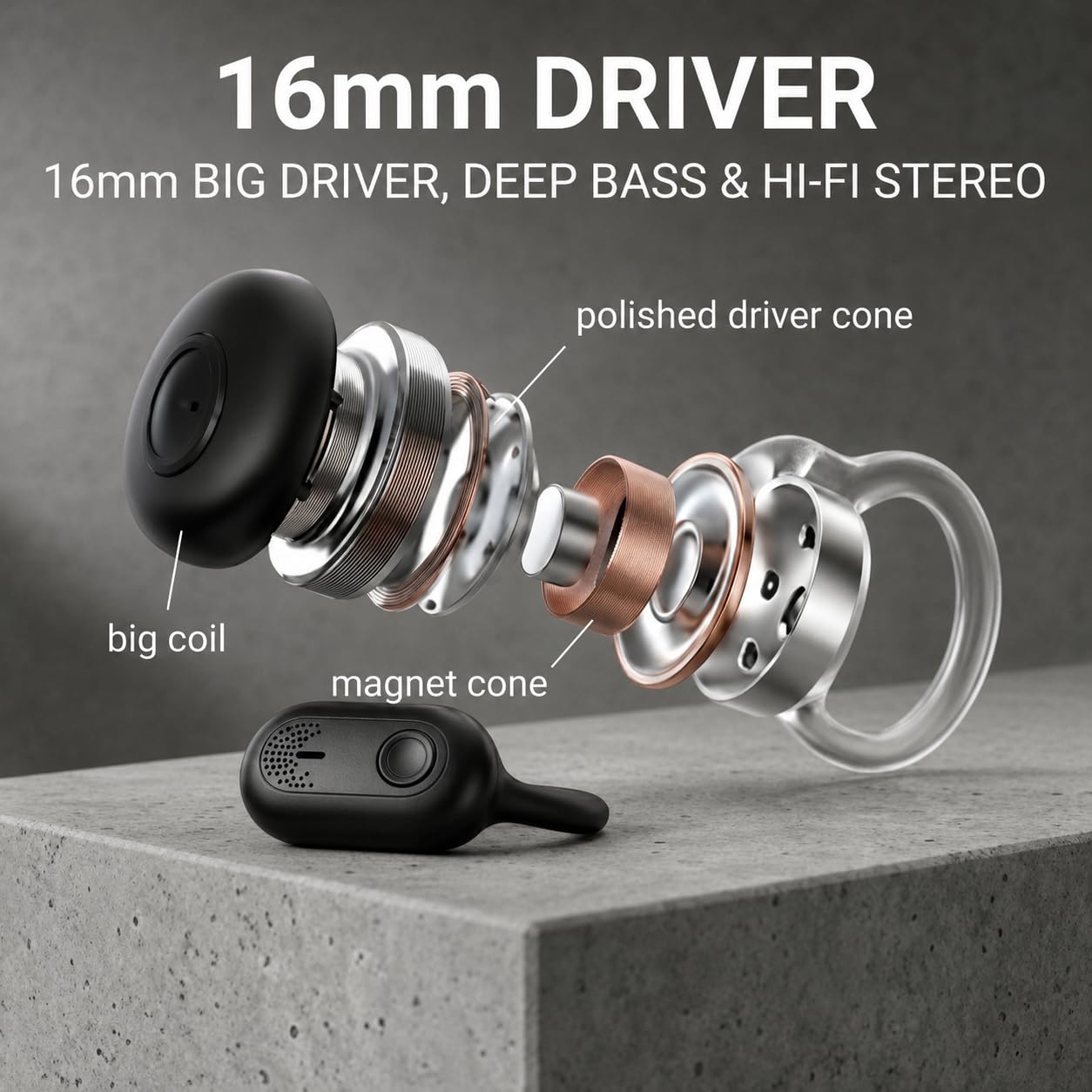 Auricolari aperti, Bluetooth 5.3, wireless, con ganci, ricarica rapida, resistenti al sudore, display digitale, custodia di ricarica per musica, giochi, sport