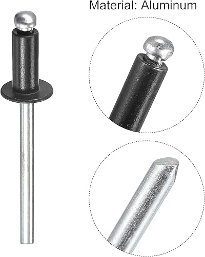 Miniatura 4 de uxcell Remaches ciegos de aluminio, 0.157 in x 0.315 in (532 x 516 pulgadas), remache de extremo abierto, cabeza redonda plana para unir cuero con