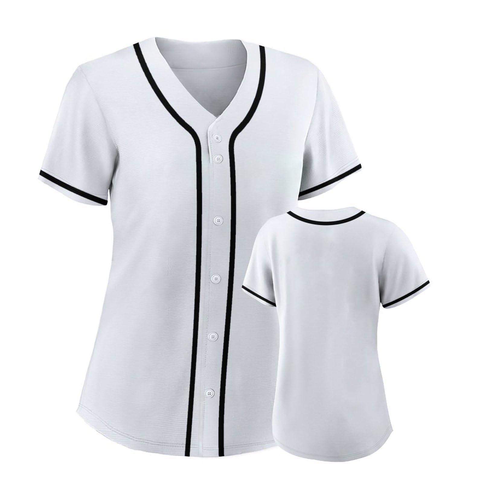 Camisetas de Béisbol en blanco – Camisa Hip-hop para mujer – Uniformes de béisbol con botones – Uniformes deportivos