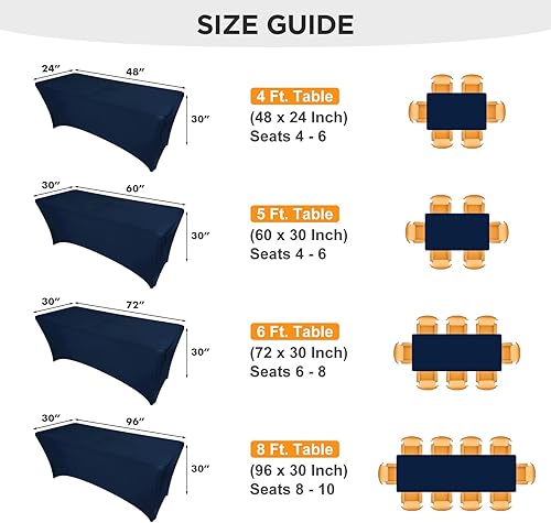Miniatura 5 de SEPARO - Mantel rectangular de elastano de 4 6 y 8pies sin arrugas para fiestas DJ exposiciones comerciales banquetes bodas y cócteles