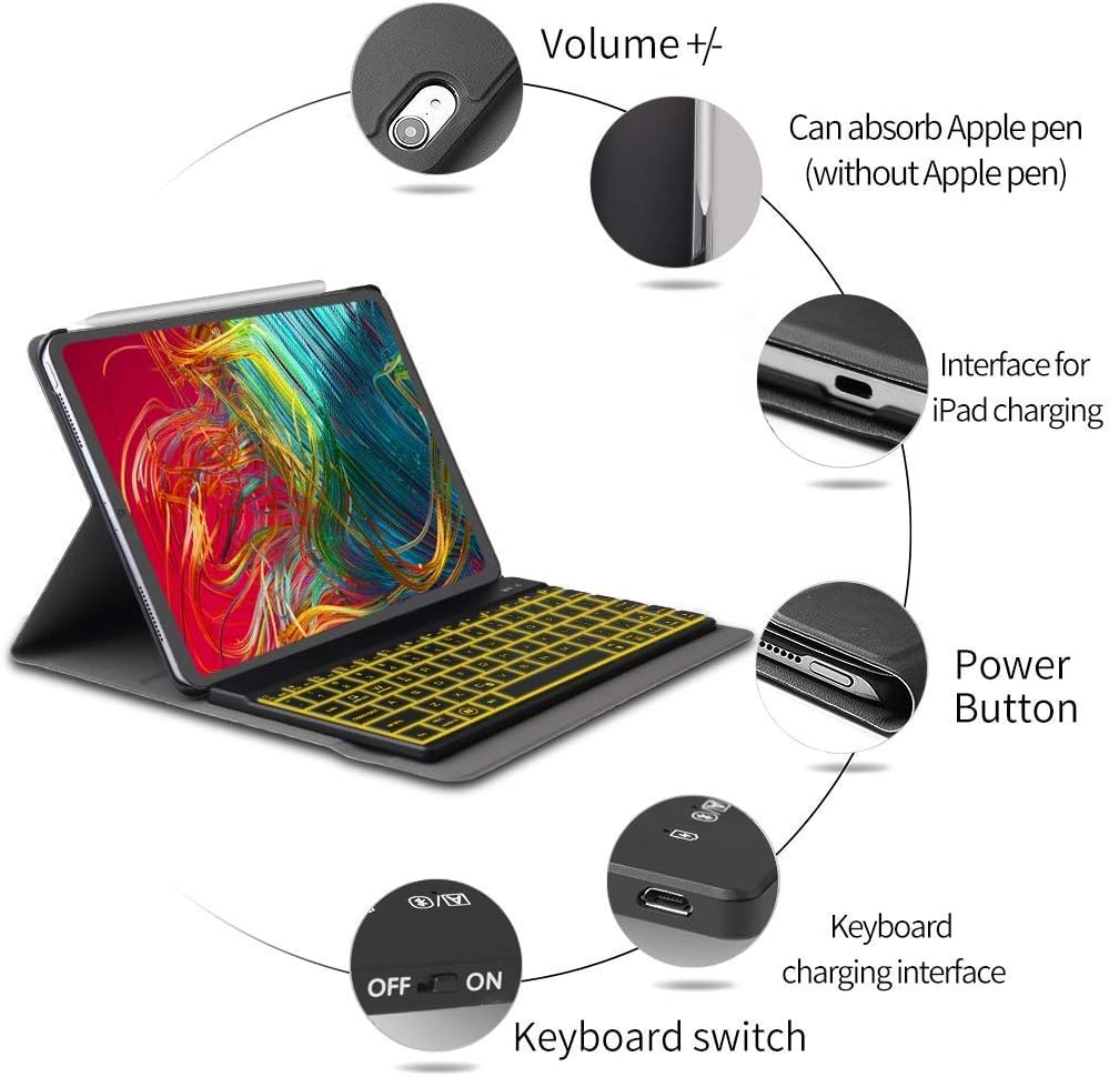 Lіmіtеd Dіѕсоunt iPad Pro 11 inch Case with Keyboard - iPad Pro 11 2018, Wireless 7 Color Backlit Keyboard, Slim Leather Folio Smart Cover, Black