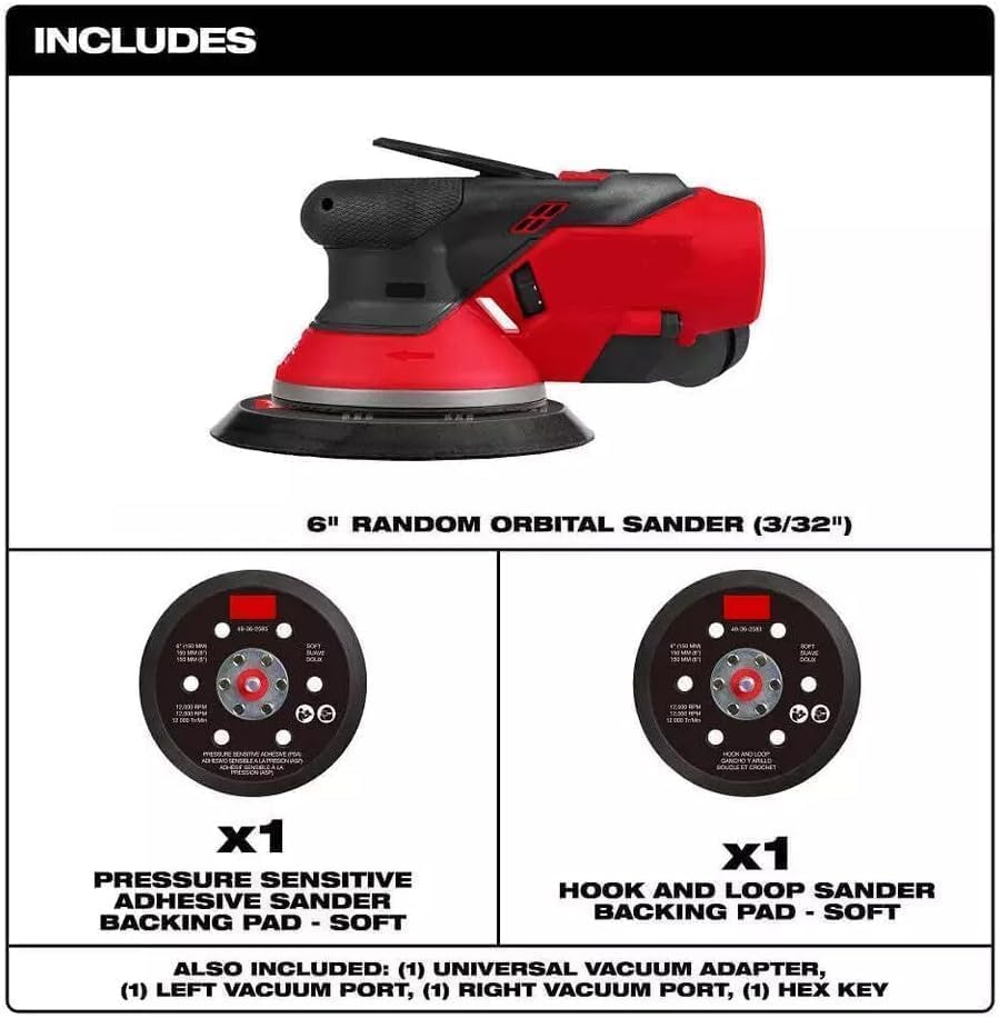 Compatible for use with Milwaukee 2584-20 M12 FUEL 12V 6" Random Orbital Sander (3/32 Inch)