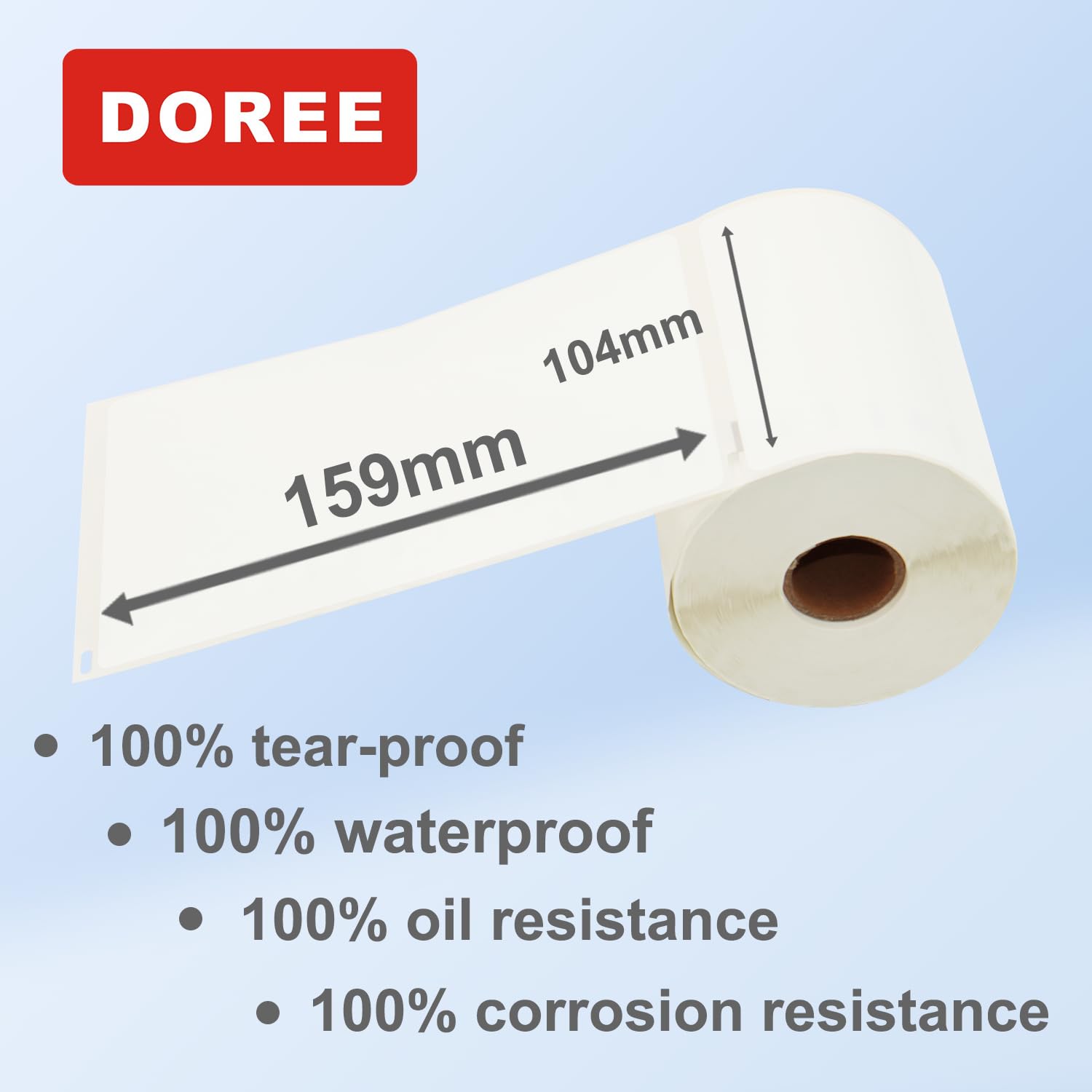 DOREE 1933086 LabelWriter, 104 x 159 mm, durevole, 100% impermeabile e antistrappo, grandi etichette per spedizione, dispositivi compatibili: LabelWriter 4XL, 450,450Twin Turbo (confezione da 6 pezzi