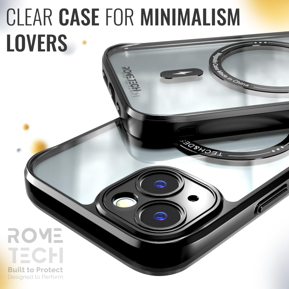 Rome Tech Clear Case Compatible with MagSafe for iPhone 14 Plus (2022) - Slim and Rugged Fit Thin Shockproof Case Compatible with Magsafe Devices - Clarity