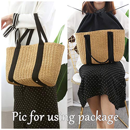 Womens Straw Tote Bag Handbag Large Woven Capacity Top Handle Bag Summer Stylish Straw Basket Bag-Beige3