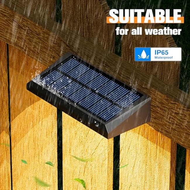 VOLISUN Solar Fence Lights Outdoor Lights Warm White LED