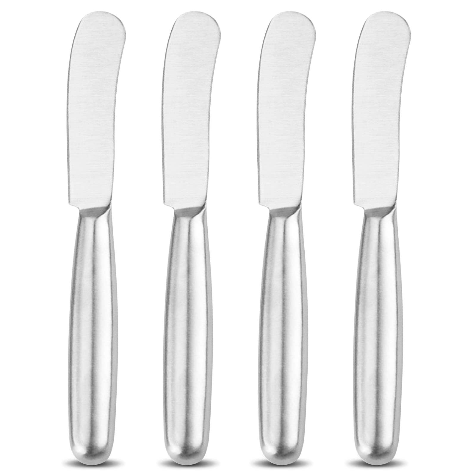 VANRA 4-tlg. Buttermesser-Set Edelstahl-Besteck-Sets Käsemesser-Set Käse-Frühstücksmesser mit glatten Kanten,Silber