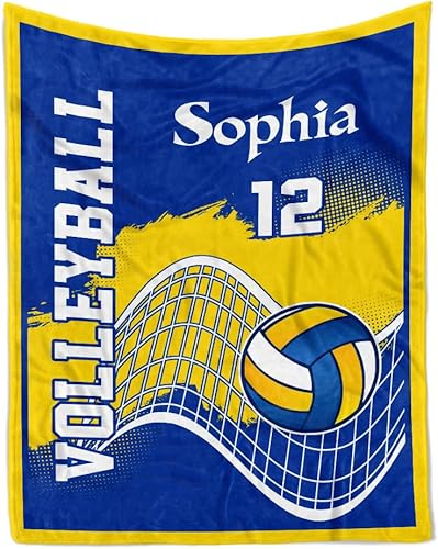 TEEMAN Manta de voleibol personalizada para niñas adolescentes, regalos de noche de voleibol para personas mayores 2025, manta de voleibol