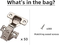 Vista 4 de DecoBasics Bisagras de gabinete de cierre suave superpuestas de 5/8 pulgadas para armarios de cocina (50 unidades) - Bisagra de puerta de gabinete