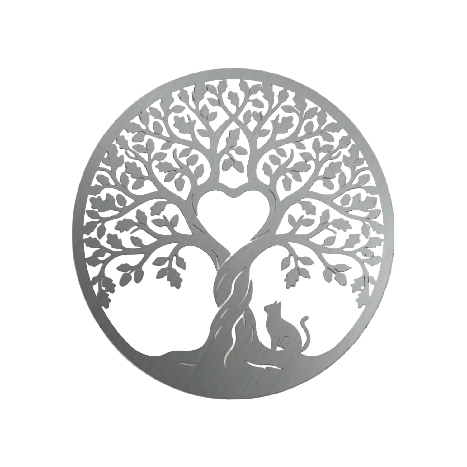 Image Industry Cat Heart in Oak Tree Steel Garden Sculpture