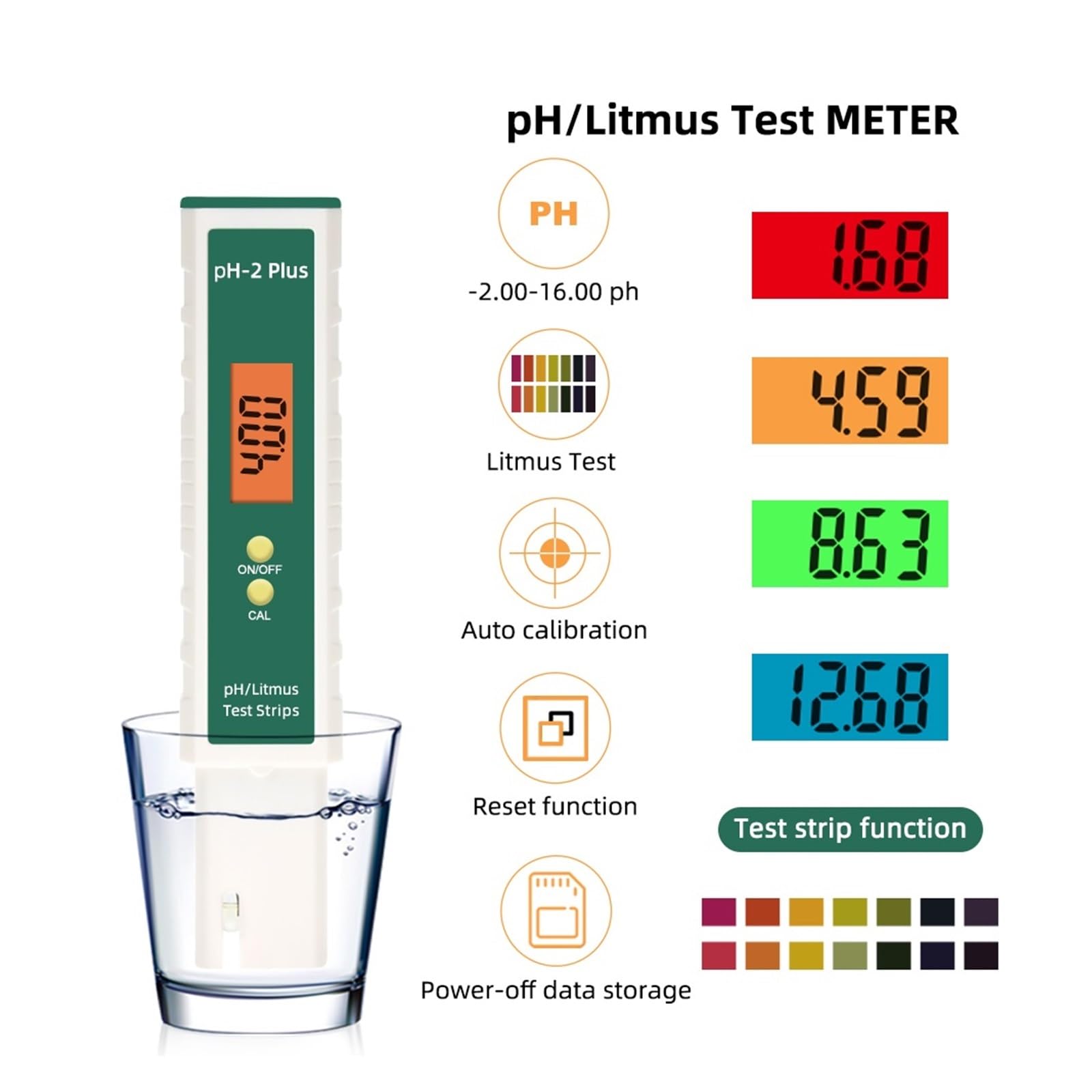 Tester Wody Miernik PH Cyfrowy Długopis Testowy Jakości Wody Lakmusowej-2.00-16.00 Do Laboratorium Picia W Basenie Uniwersalny Dokładny łatwy
